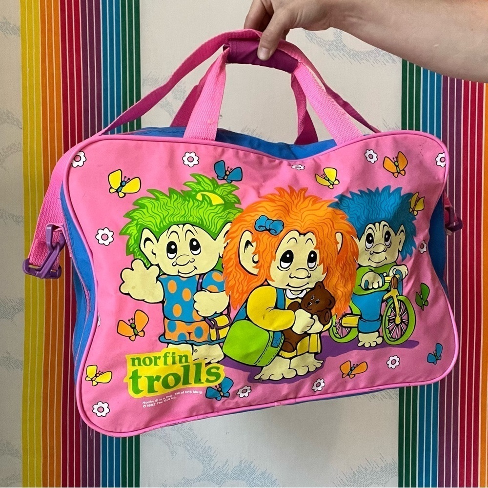 VINTAGE norfin trolls soft duffle bag FLAWED 1992